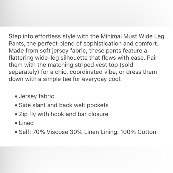 Vici “Minimal Must” White Wide Leg Pants High Waisted NWT - Picture 7 of 7